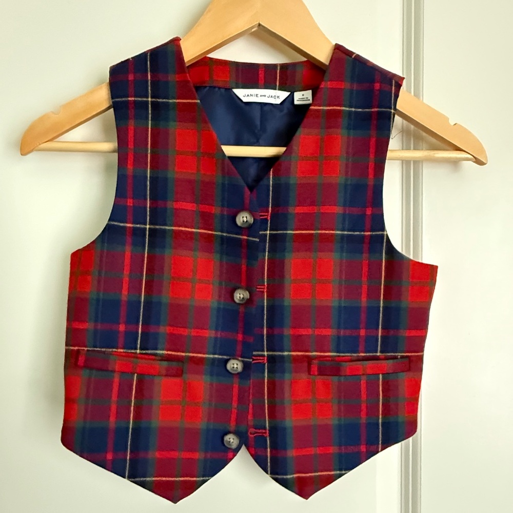 Janie and Jack Boys' Tartan Plaid Vest - Size 6